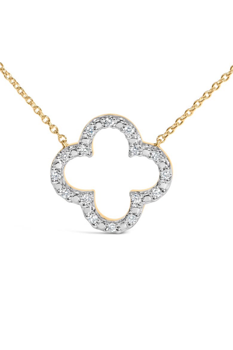 Gold Vermeil 1/10 Cttw Diamond Clover Pendant Necklace, Alternate, color, Silver