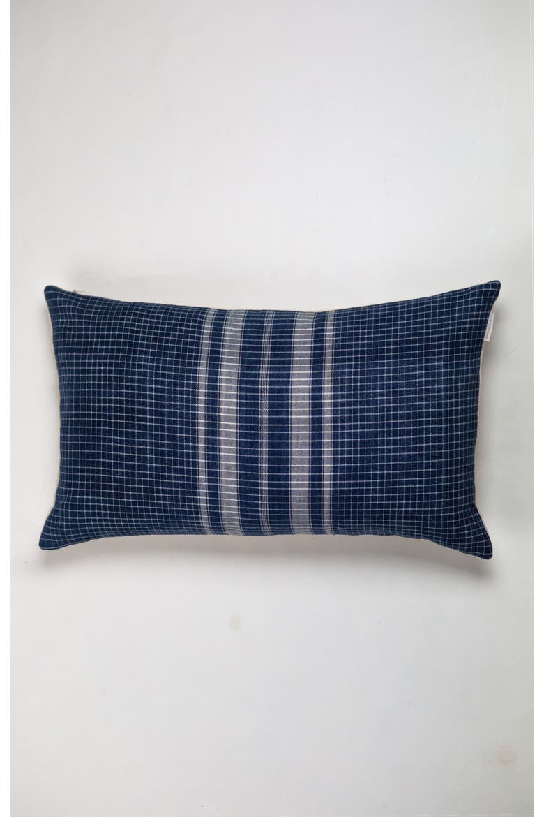 Vintage Indigo Denim Gingham Pillow, Alternate, color, Blue