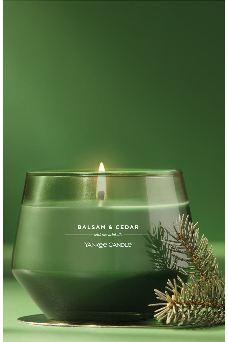 Balsam & Cedar Studio Candle with Essential Oils, Set of 2, Alternate, color, Green