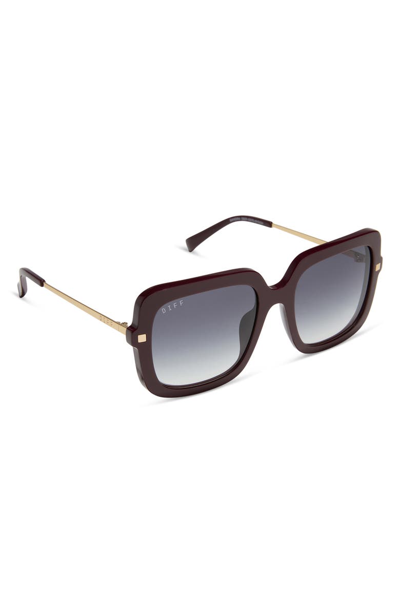 DIFF Sandra 54mm Gradient Square Sunglasses, Alternate, color, Dark Cherry / Grey Gradient