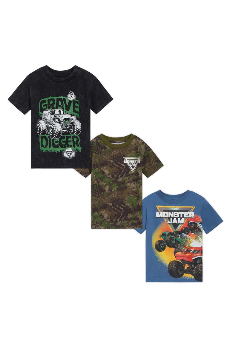3-Pack Short Sleeve T-Shirts, Main, color, Blue Black Olive Camo