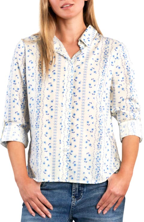 Cotton Blend Button-Up Shirt