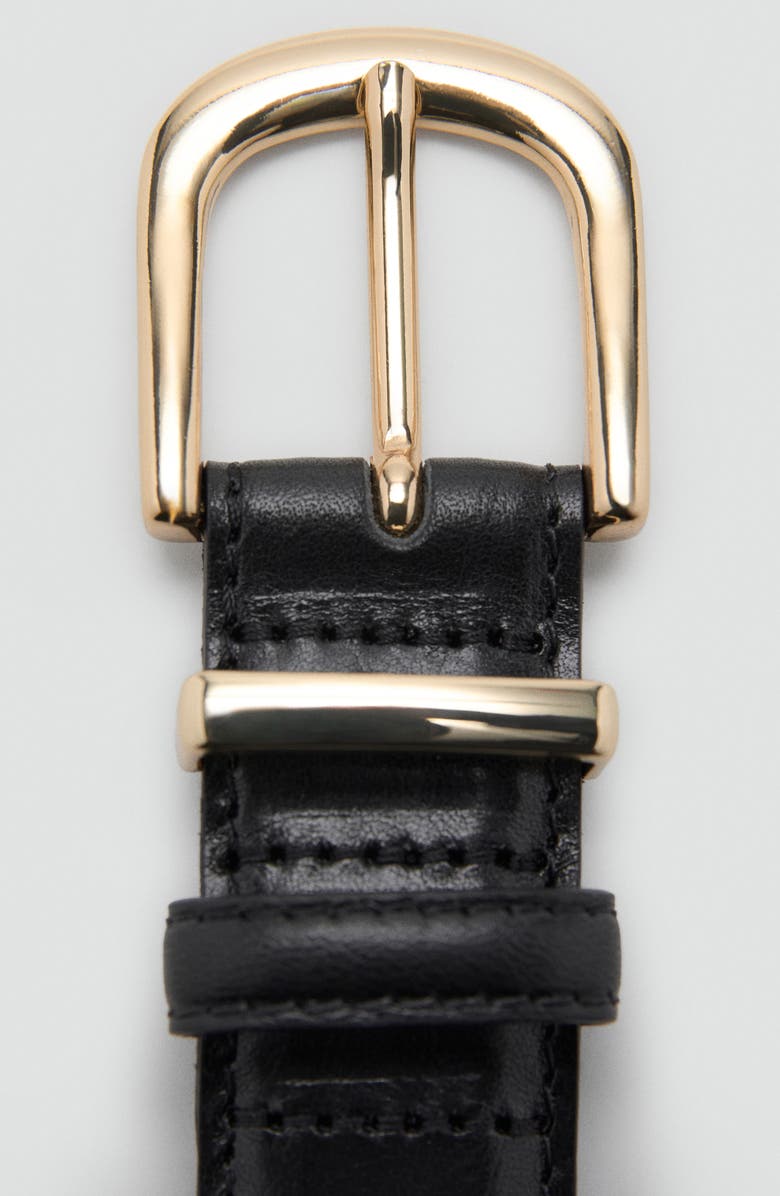 MANGO Leather Belt, Alternate, color, Black