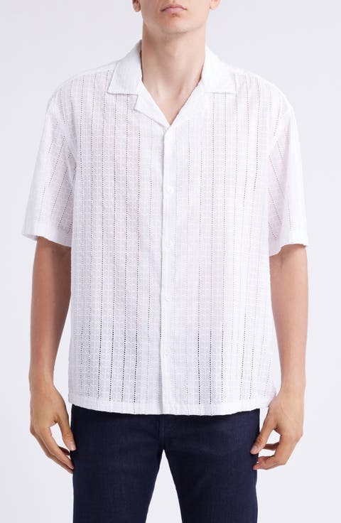 Lars Pointelle Stripe Camp Shirt