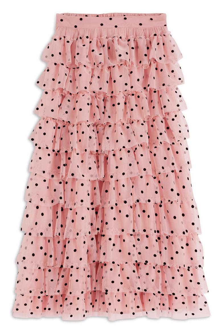 Ruffle Tulle Skirt, Alternate, color, PINK PAINTED DOT