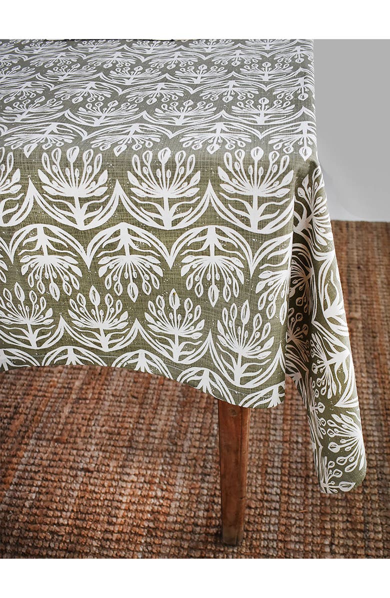 FRENCH HOME Botanical Tablecloth, Alternate, color, Sage