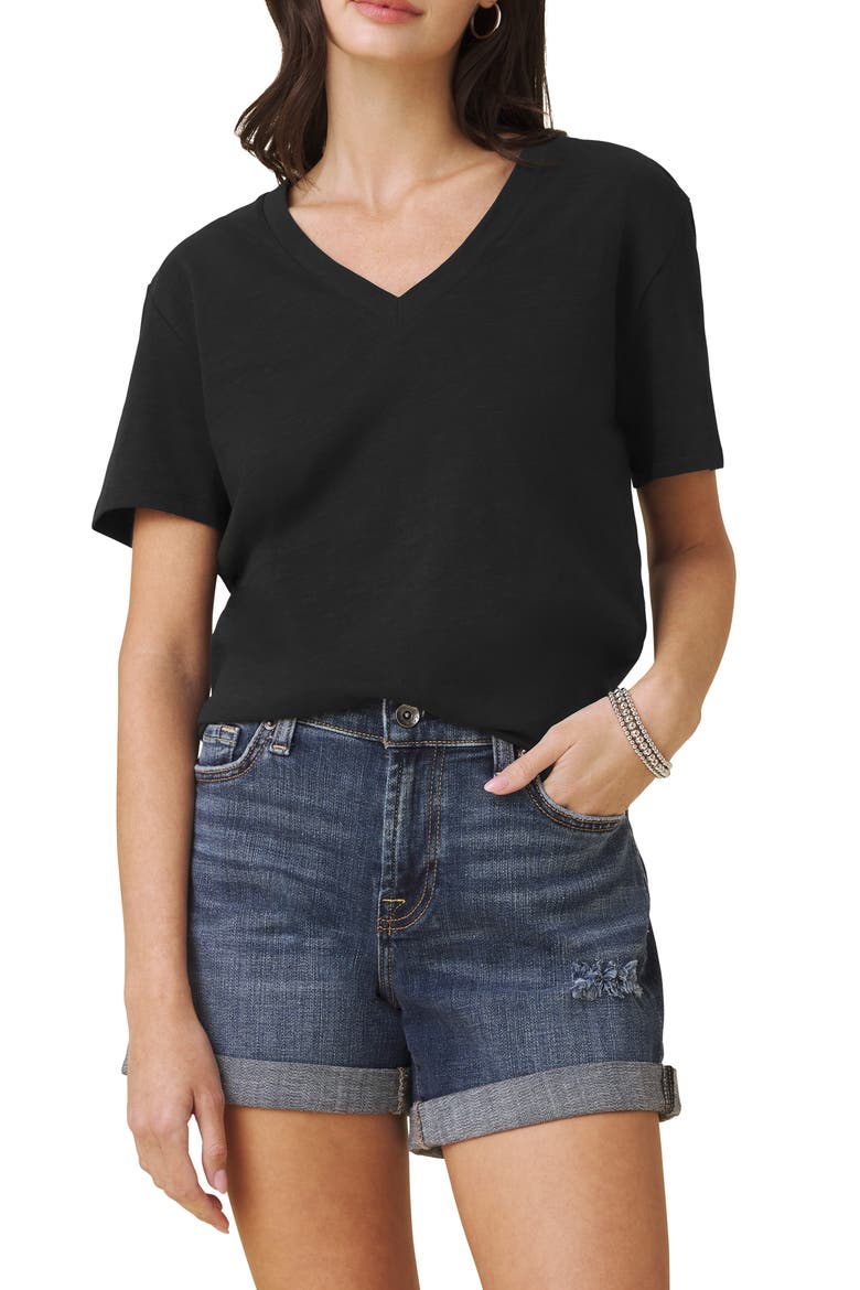 Louisa Boyfriend Fit V-Neck Cotton T-Shirt, Main, color, BLACK