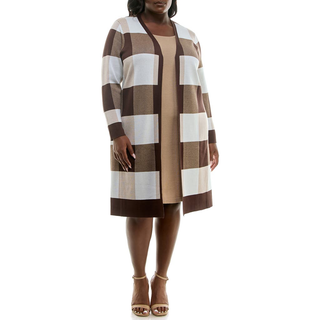 Nina Leonard Long Leopard Print Cardigan In Multi