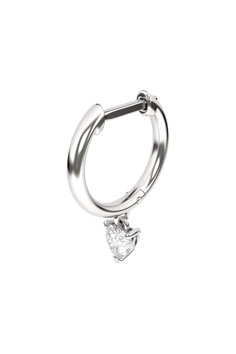 Lab Created Diamond Drop Huggie Hoop Earrings, Alternate, color, 18K WHITE GOLD