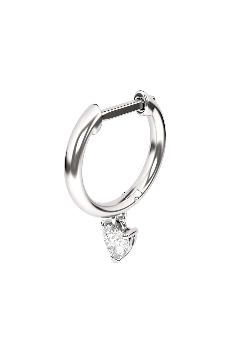 HauteCarat Lab Created Diamond Drop Huggie Hoop Earrings, Alternate, color, 18K White Gold