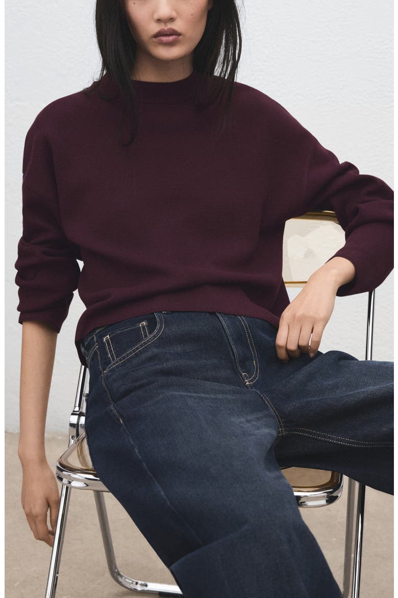 Structured Crewneck Sweater, Alternate, color, WINE