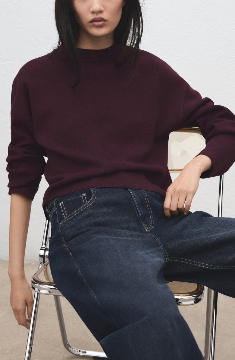 MANGO Structured Crewneck Sweater, Alternate, color, Wine