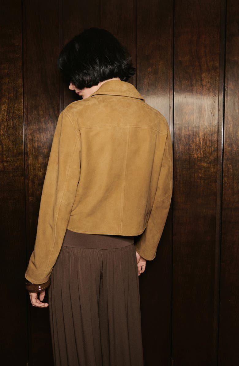 MANGO Suede Jacket, Alternate, color, Ochre