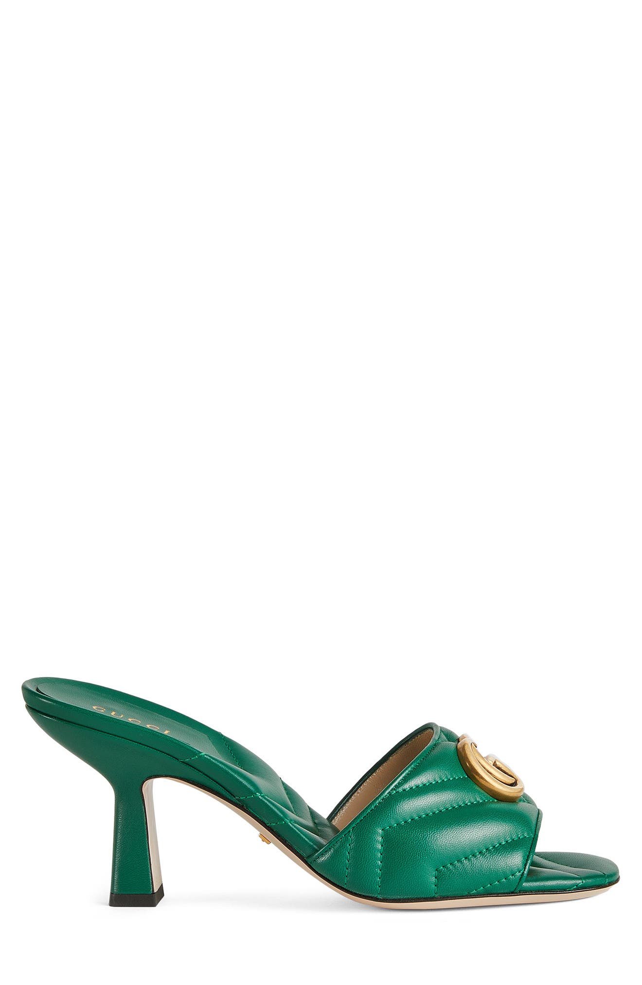 GG Quilted Slide Sandal, Alternate, color, EMERALD
