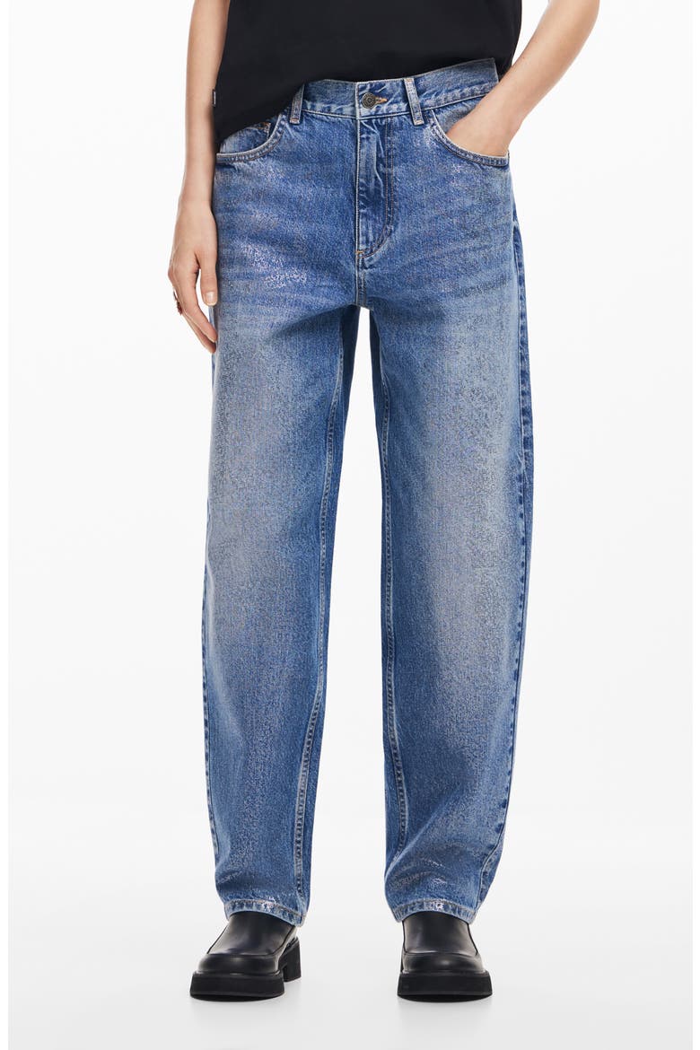Ariel Coated Straight Leg Jeans, Main, color, BLUE