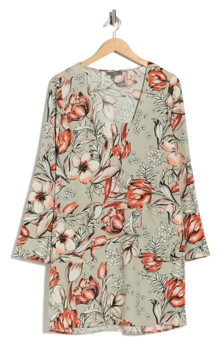 matty m. Long Sleeve Shift Dress, Alternate, color, Stone