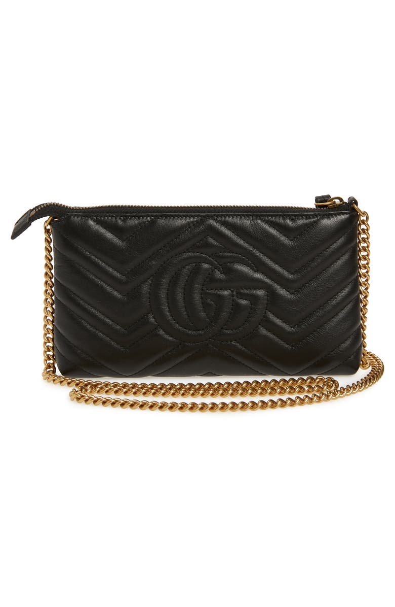 Gucci Marmont 2.0 Leather Wallet on a Chain, Alternate, color, 