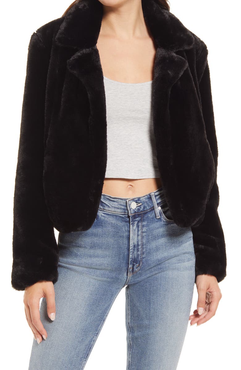 BLANKNYC Cropped Faux Fur Jacket, Main, color, 
