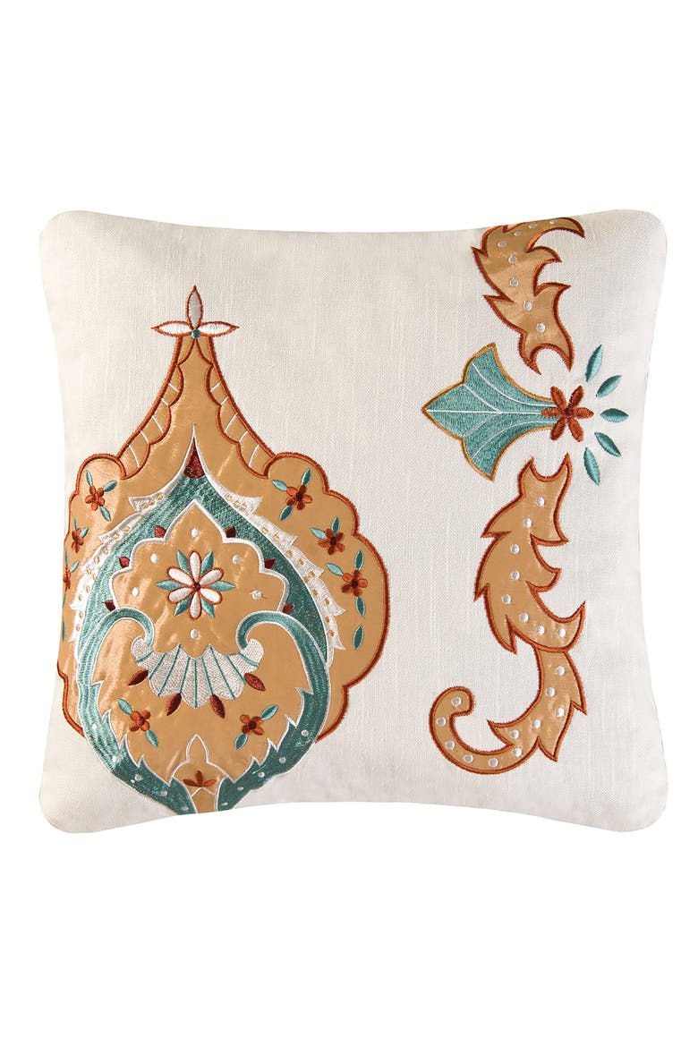 Mandalay Chain Stitch Accent Throw Pillow, Main, color, Brown