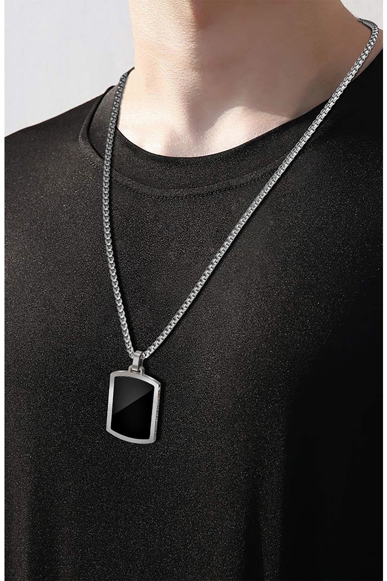 Men's Dog Tag Pendant Necklace, Alternate, color, BLACK