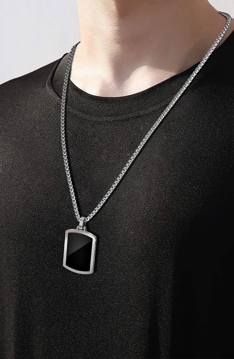 VAN HEUSEN Men's Dog Tag Pendant Necklace, Alternate, color, Black