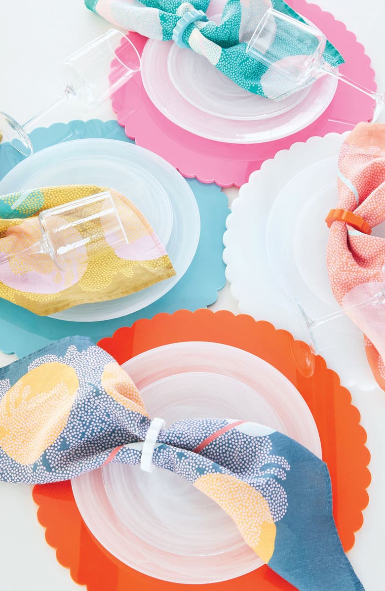 Mariposa Scalloped Set of 2 Placemats, Alternate, color, Pink