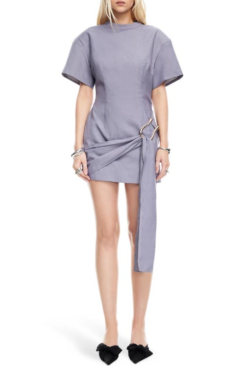 Lioness Martini Draped Belt Minidress In Gray