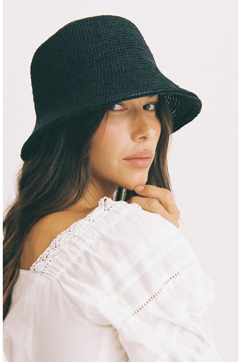 The Inca Raffia Bucket Hat, Alternate, color, BLACK