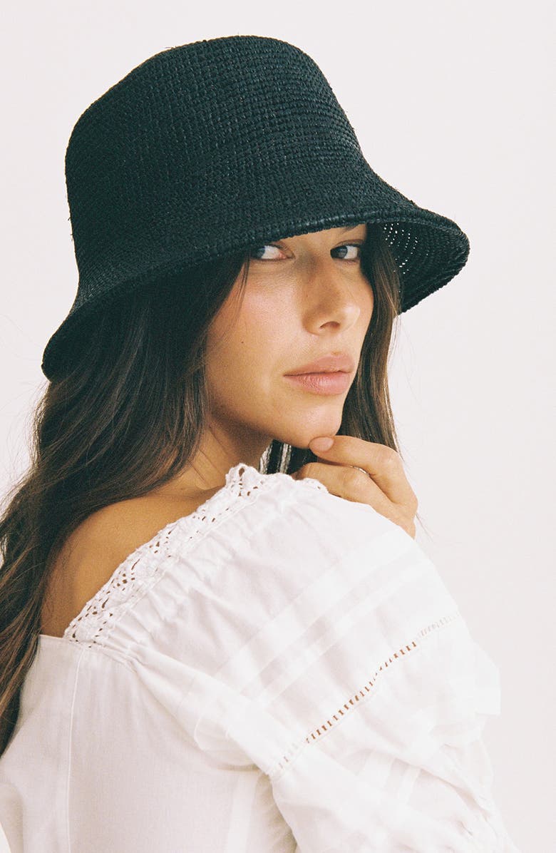 Lack of Color The Inca Raffia Bucket Hat, Alternate, color, Black