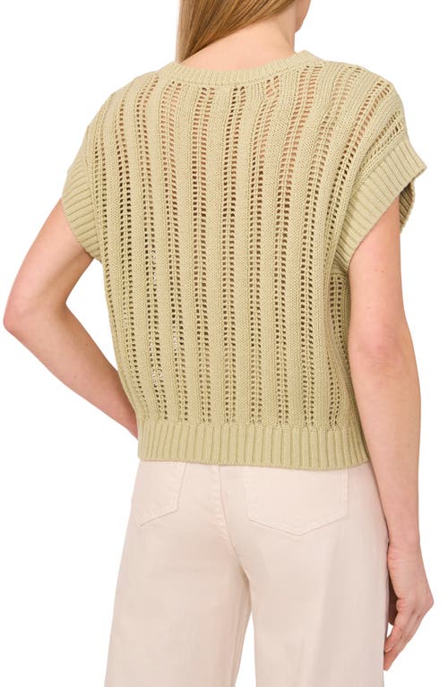 HALOGENR HALOGEN(R) OPEN STITCH SHORT SLEEVE SWEATER