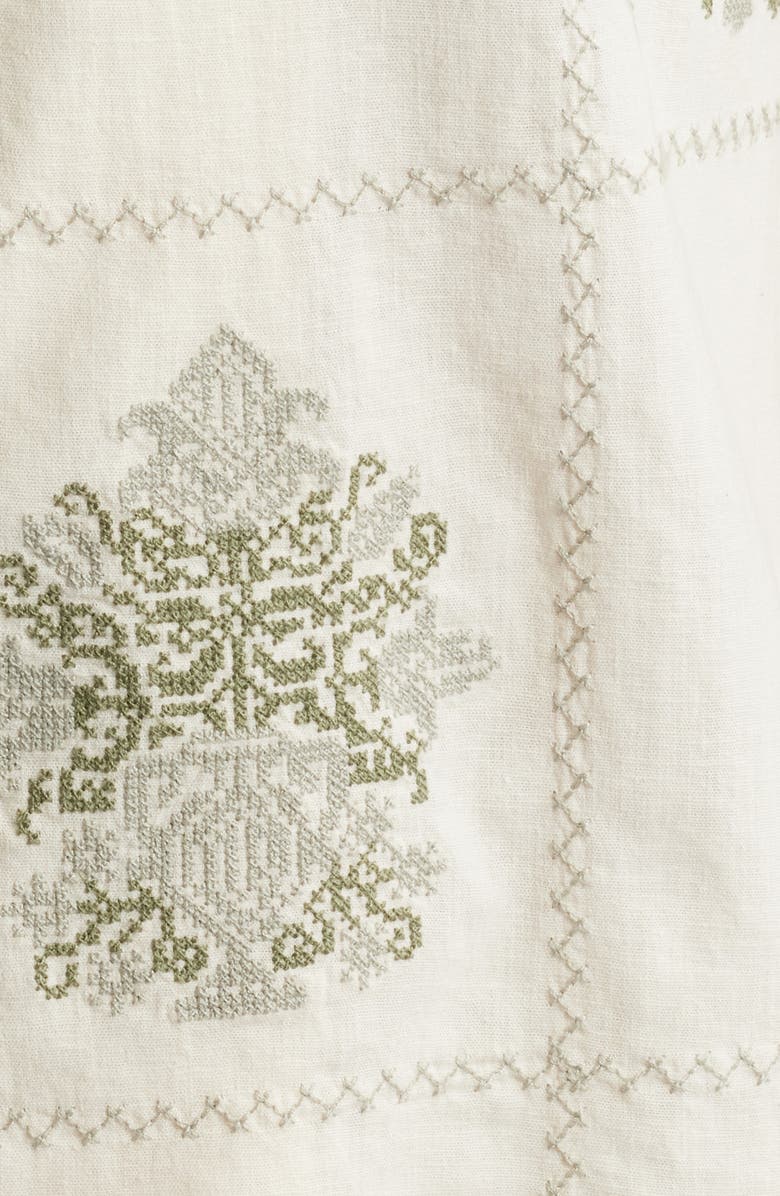 Rails Clairo Linen Blend Camp Shirt, Alternate, color, Cream Squares