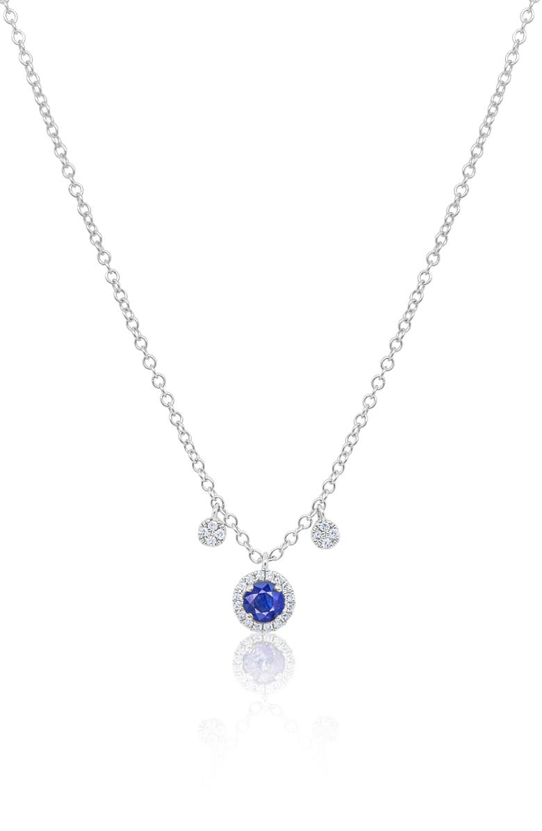 Meira T Dainty Blue Sapphire & Diamond Pendant Necklace, Main, color, 
