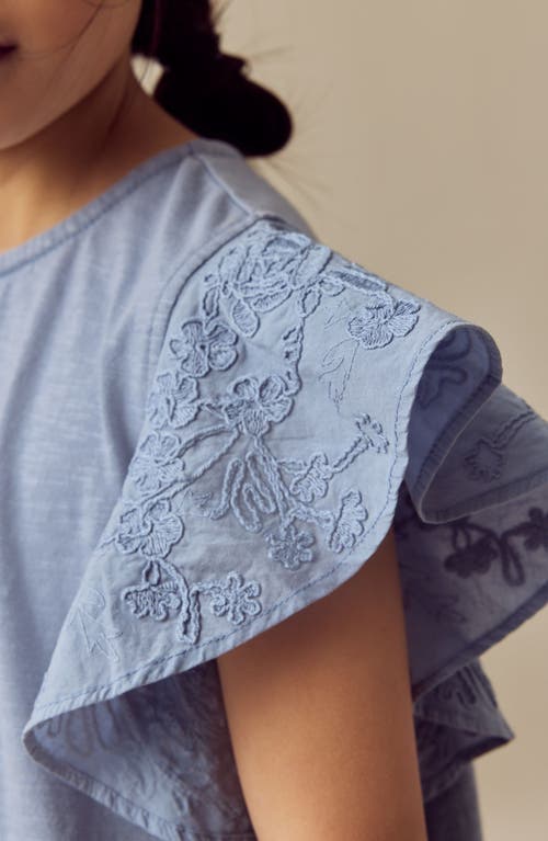 Shop Next Kids' Embroidered Flutter Sleeve Cotton Top