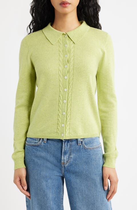 Voula Cable Polo Cardigan