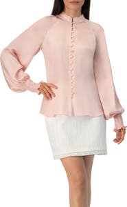 IVONNE Straight Blouse with Mandarin Collar