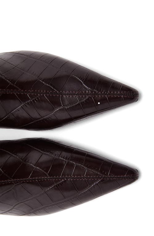 Mango Croc Embossed Bootie In Brown