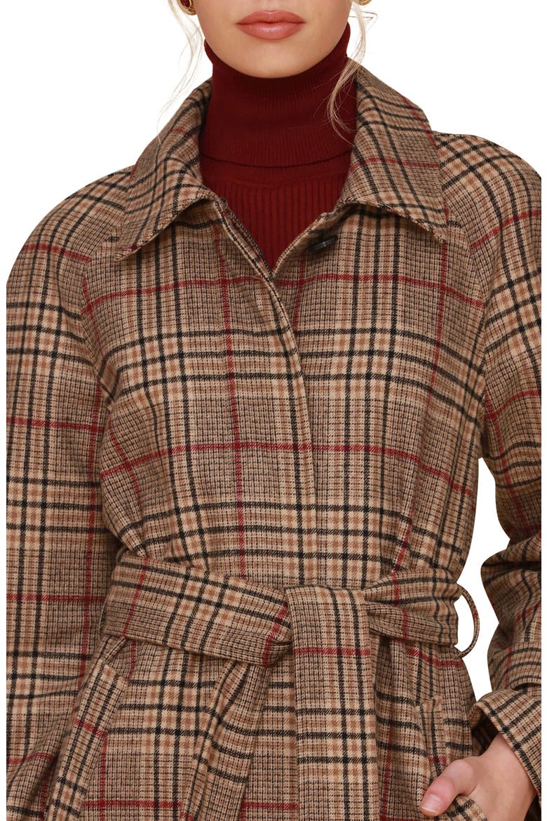 Plaid Belted Longline Coat, Alternate, color, HERITAGE PLAID