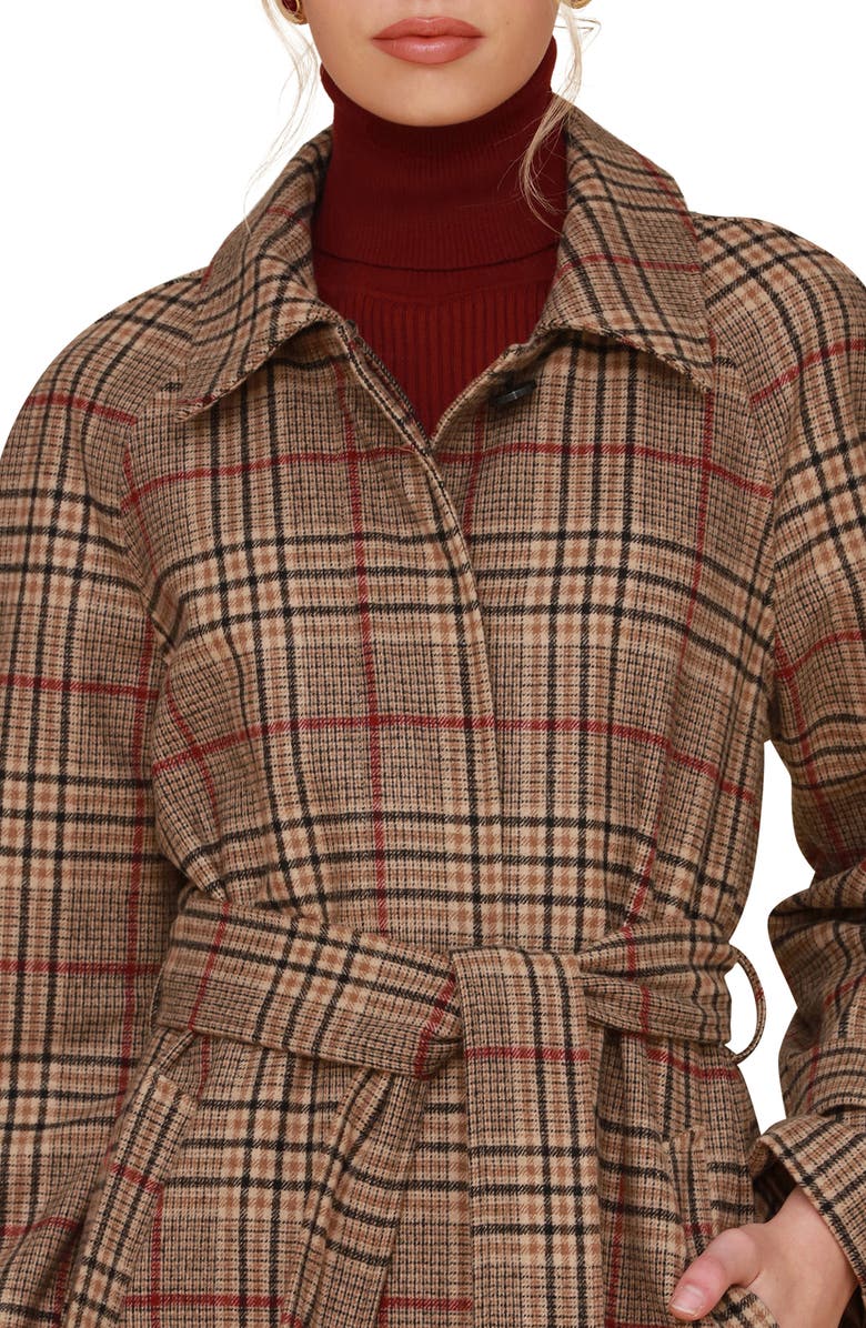 Avec Les Filles Plaid Belted Longline Coat, Alternate, color,