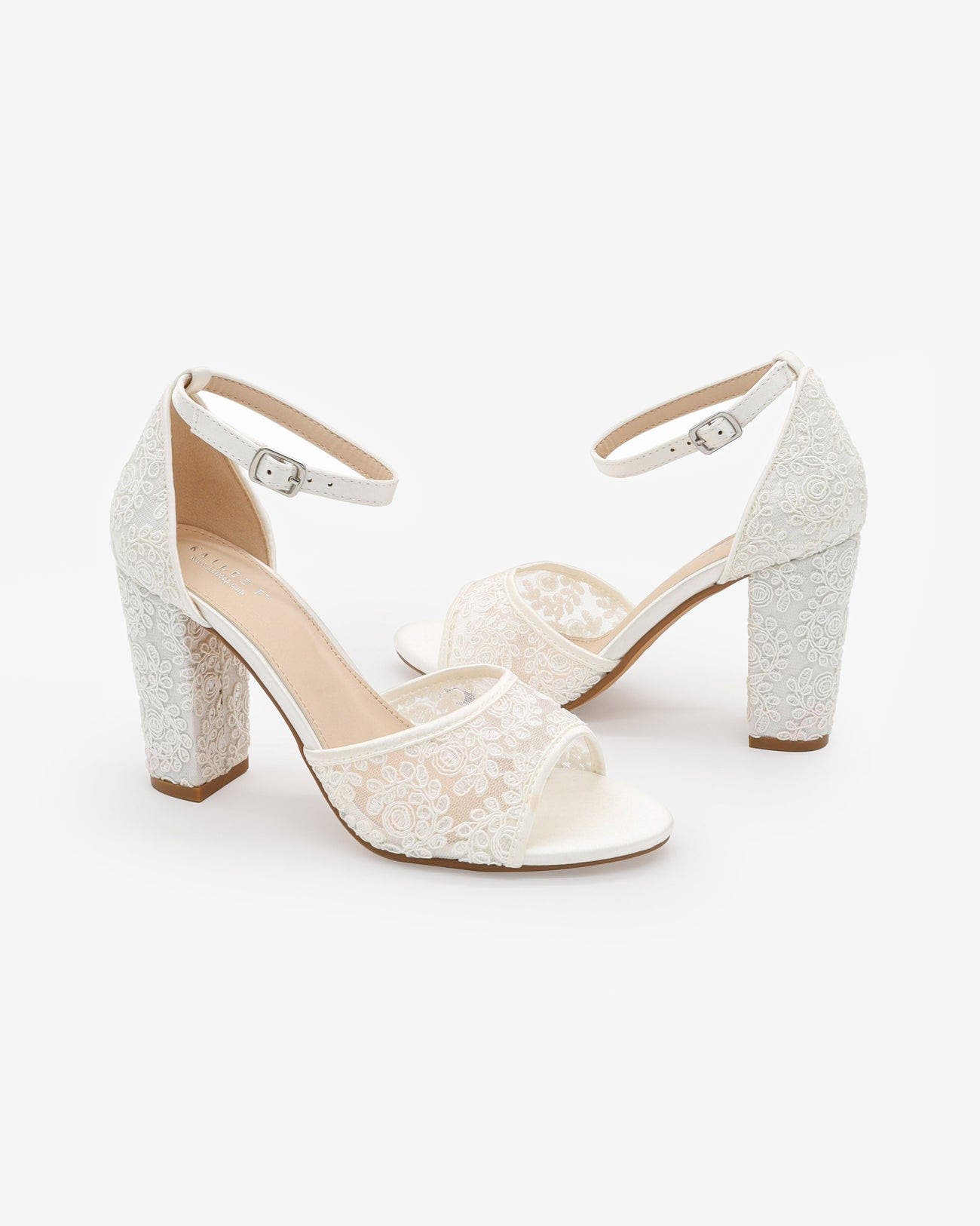 Kailee P Faith Crochet Lace Block Heel Sandals with Ankle Strap, Alternate, color, White