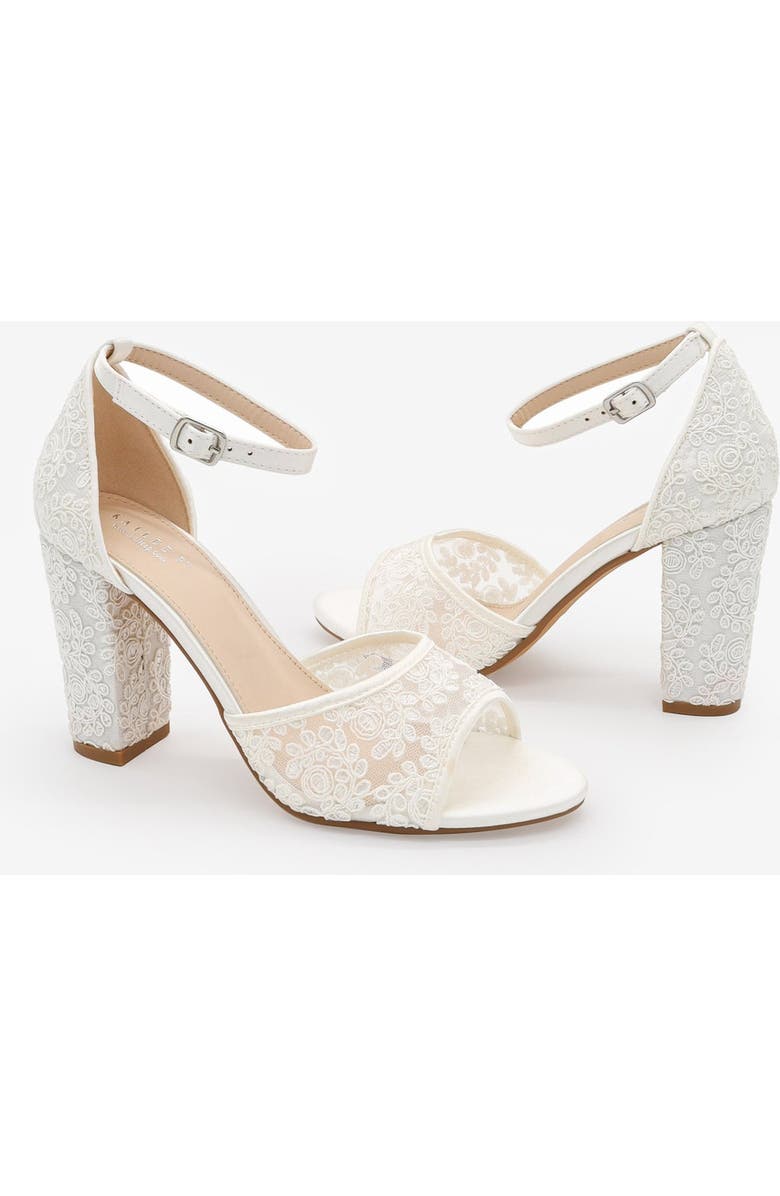 Kailee P Faith Crochet Lace Block Heel Sandals with Ankle Strap, Alternate, color, White