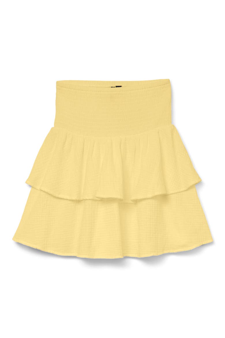 Natali Tiered Smocked Waist Miniskirt, Alternate, color, PALE BANANA