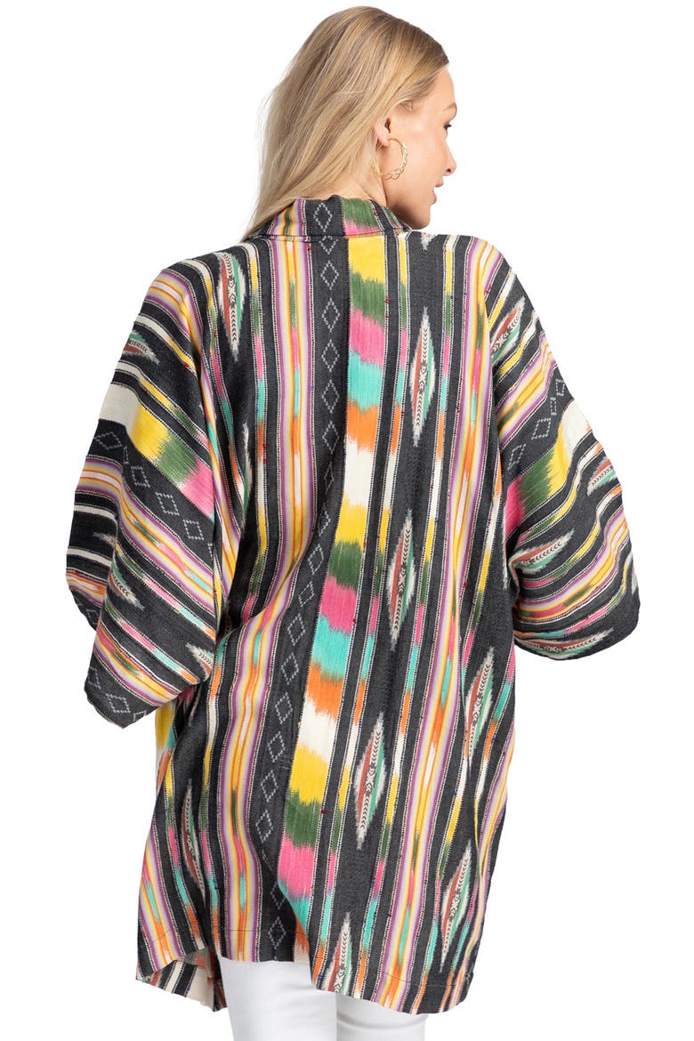 Ikat Stripe Cardigan, Alternate, color, BLACK