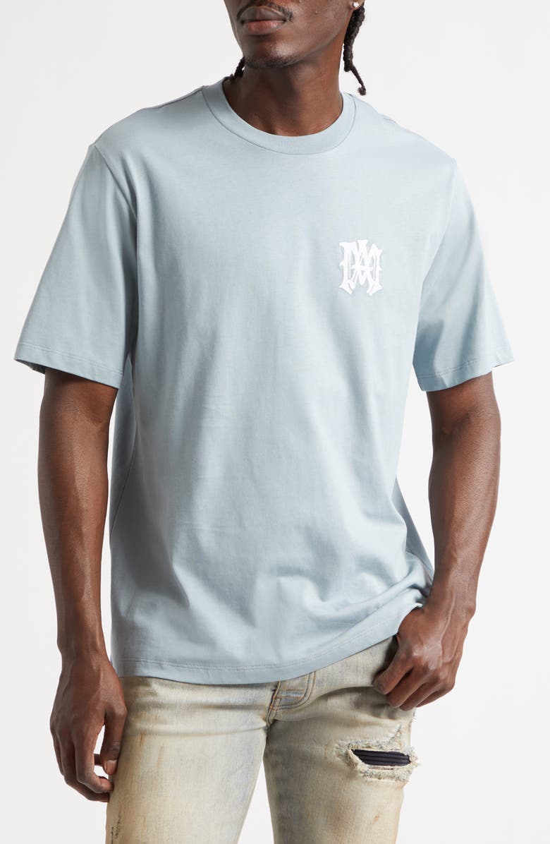 AMIRI MA Chateau Embroidered Logo T-Shirt, Main, color, Steel