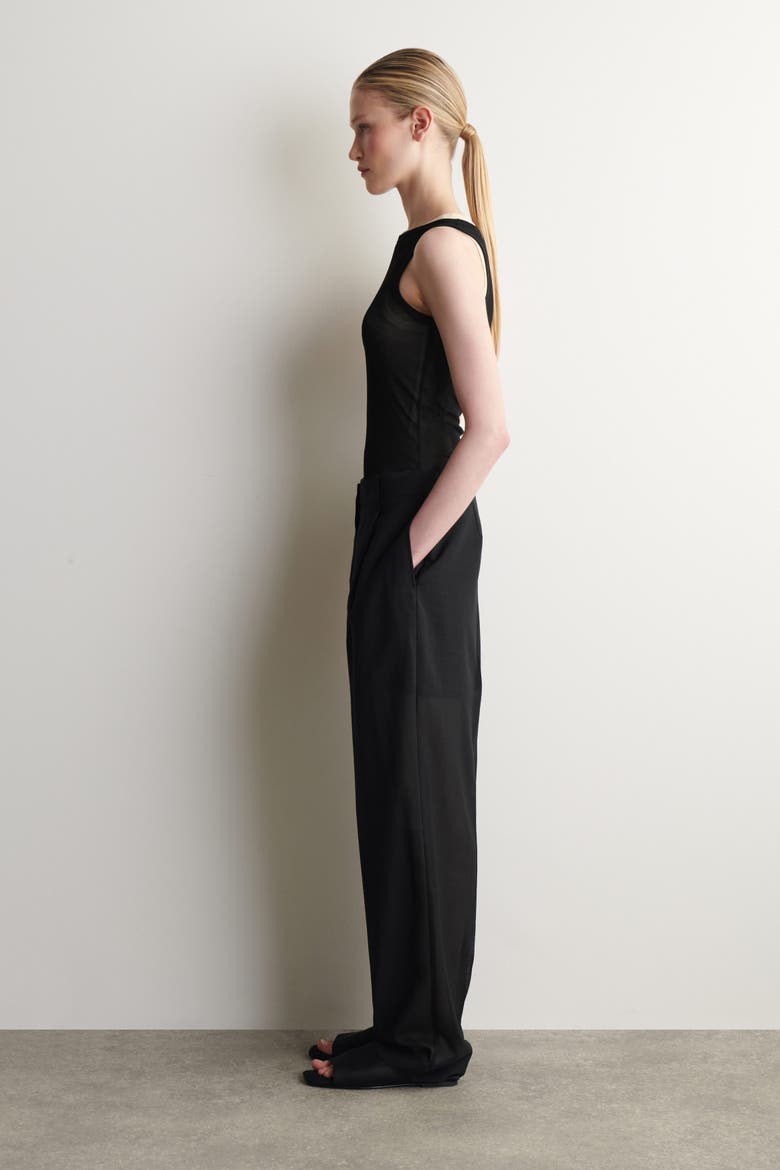 Fluid Wool-voile Straight-leg Pants, Alternate, color, BLACK