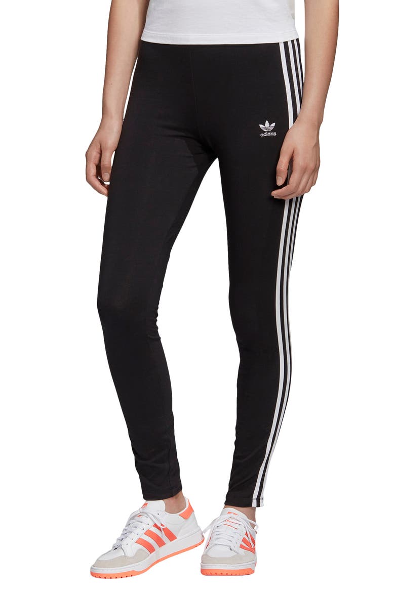 3-Stripes Tights, Main, color, BLACK/ WHITE