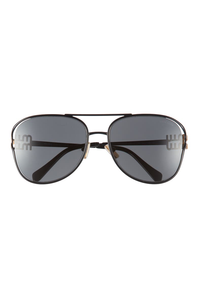 58mm Pilot Sunglasses, Main, color, BLACK