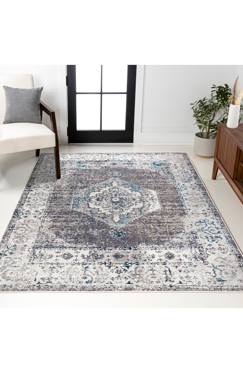 JONATHAN Y Ankara Vintage Medallion Area Rug, Alternate, color, Gray/Ivory