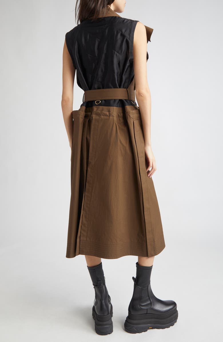 Sacai Double Breasted Midi Trench Dress, Alternate, color, 