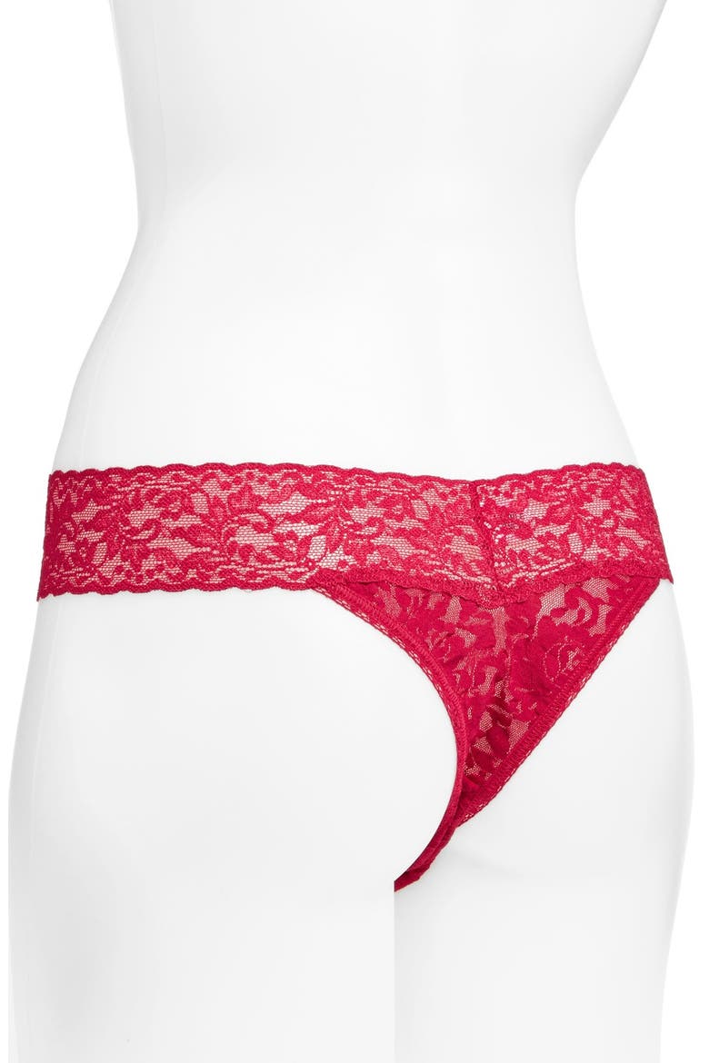 Original Rise Lace Thong, Alternate, color, RUBY