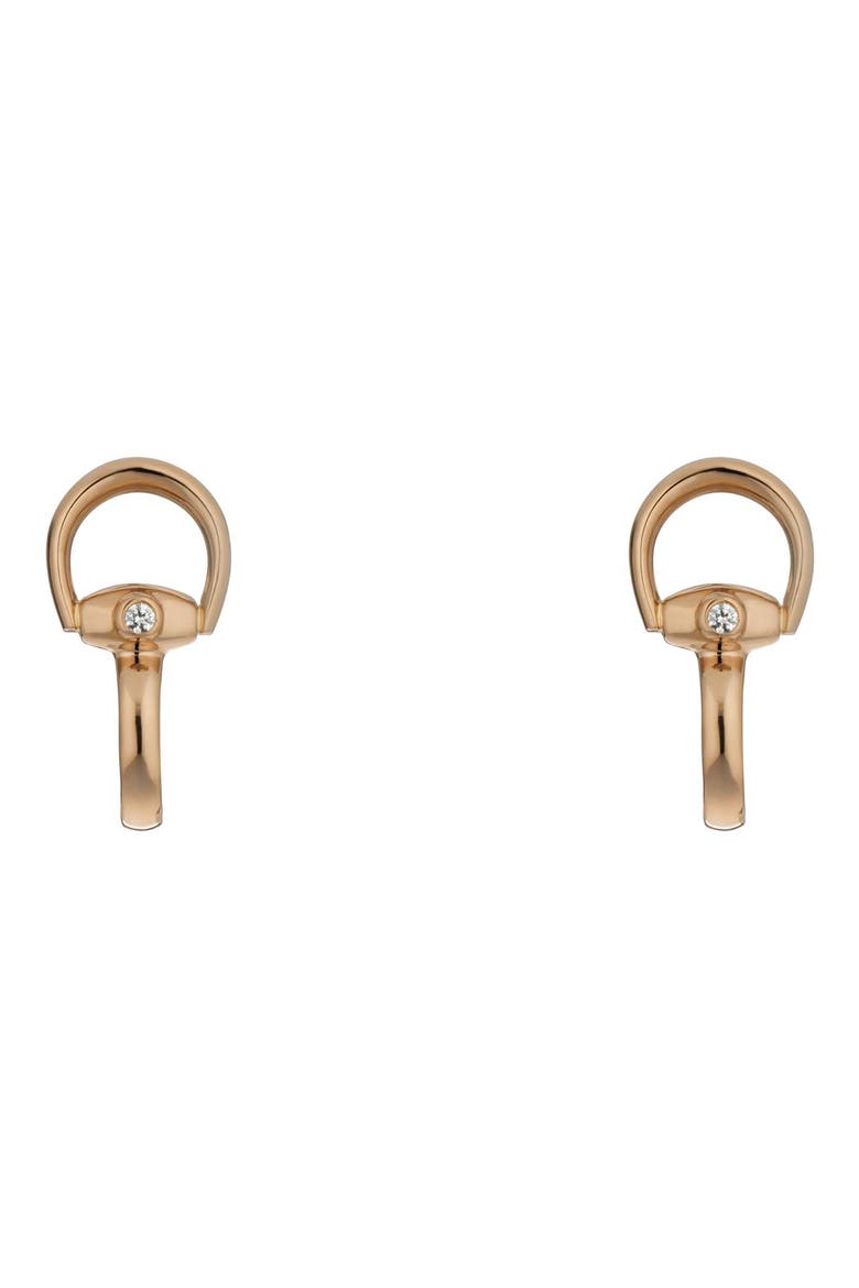 Horsebit Diamond Hoop Earrings, Main, color, ROSE GOLD